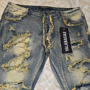 Valabasas Men's Distressed Blue Jeans